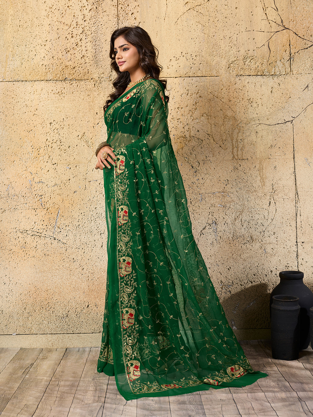 Tanmira Cultural Elegance Traditional Georgette Saree for Bridesmaids JAY