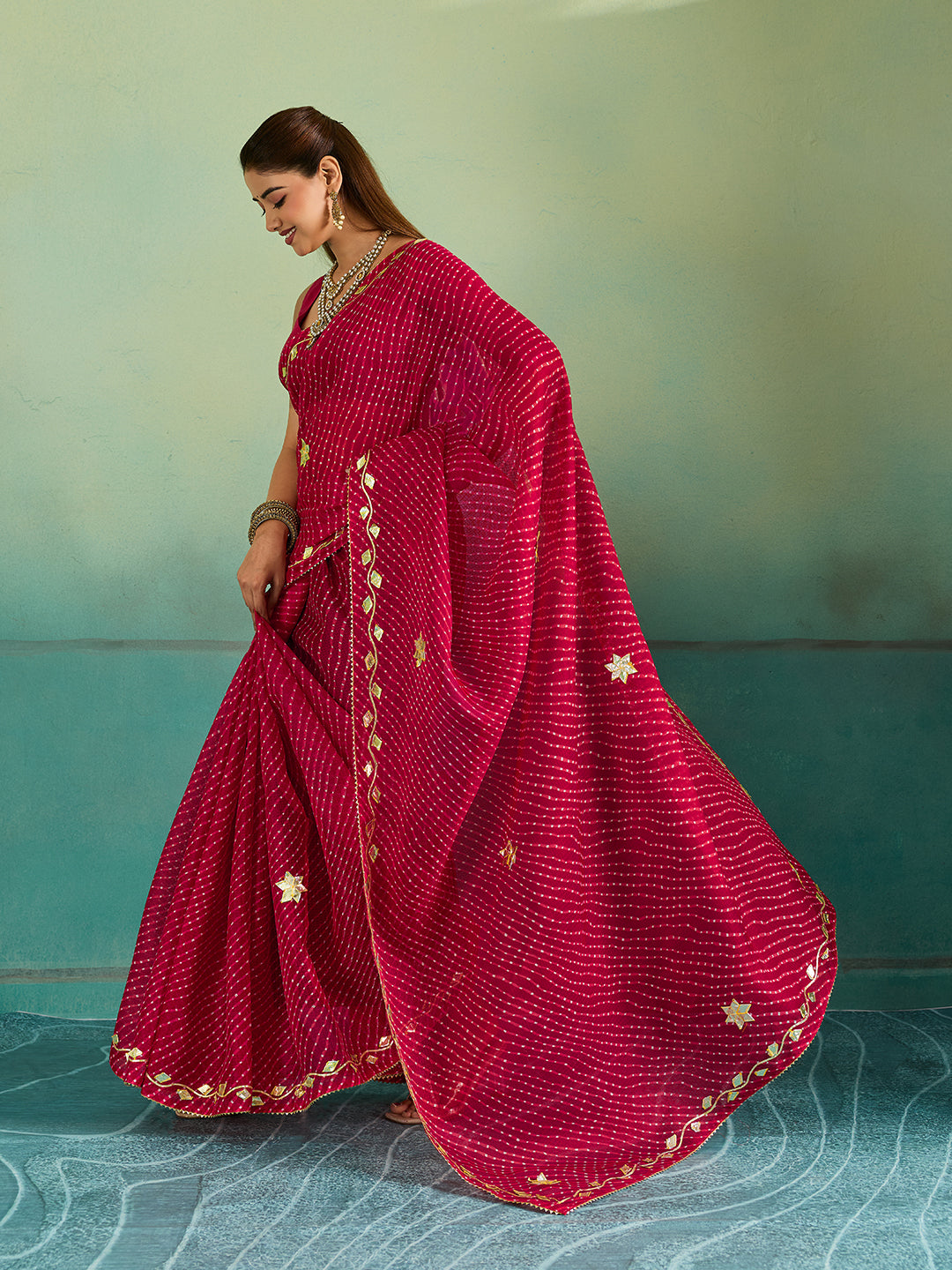 Tanmira Latest New Kota doriya Leheriya Style With Gotapatti Work Saree MHS