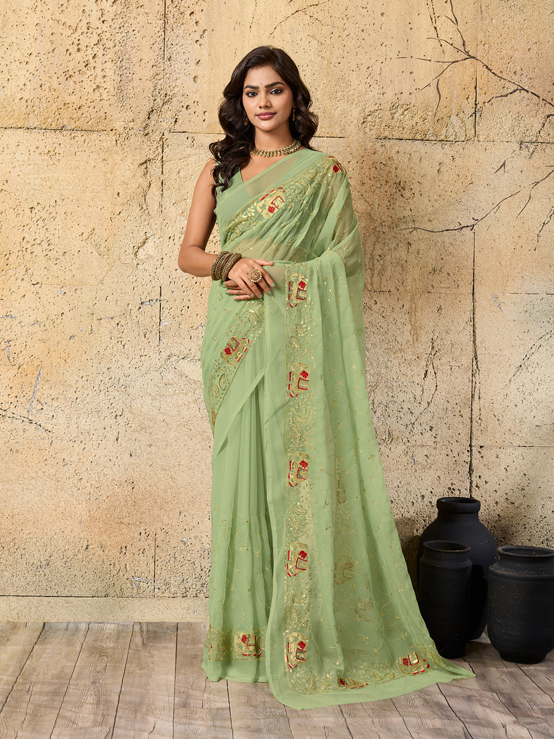 Tanmira New Cultural Elegance Traditional Georgette Saree for Bridesmaids JAY