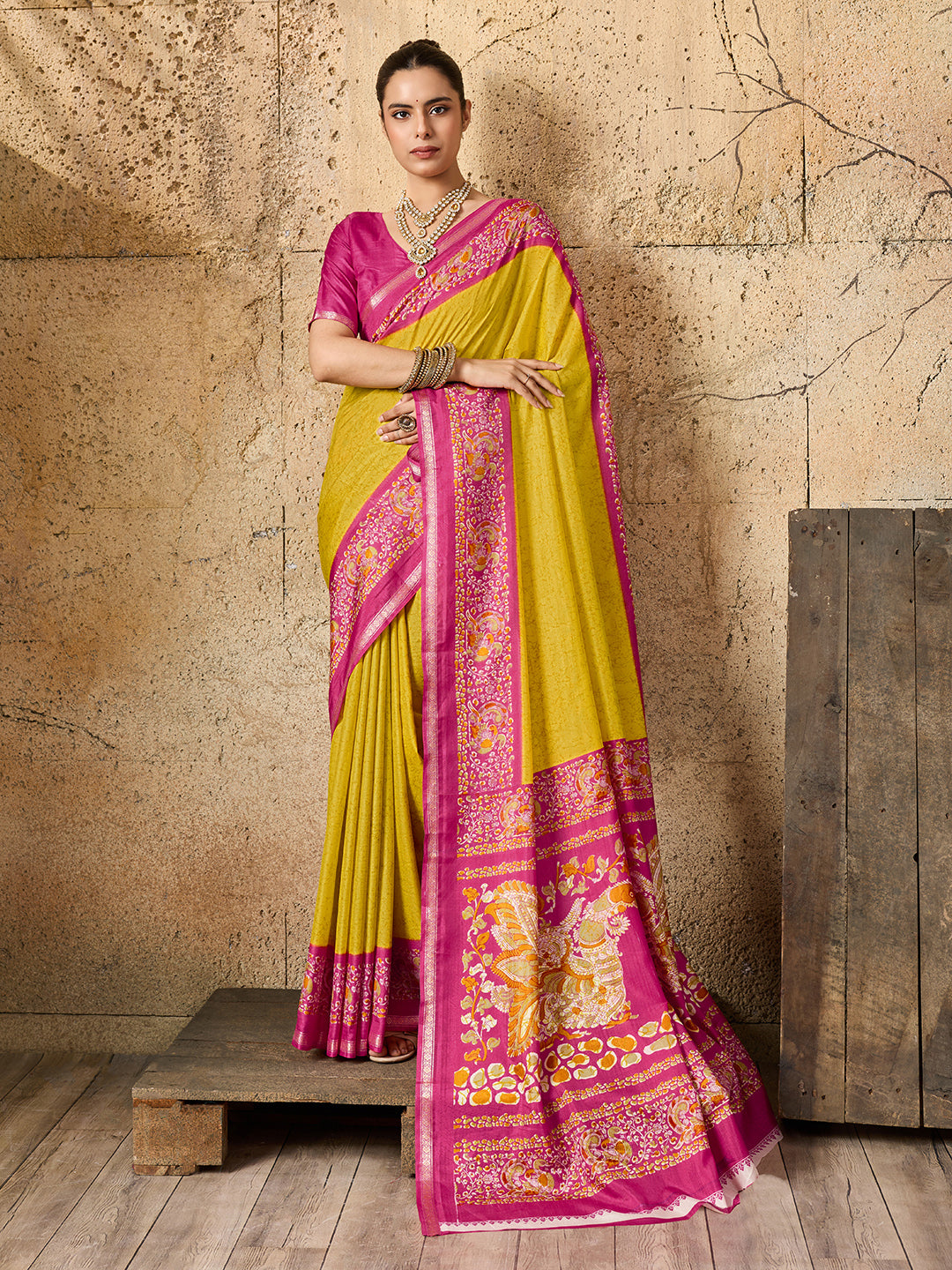 Tanmira Dola Silk Printed Style With Zari Border Work Saree VJT