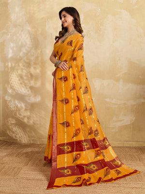 Buy Ghatchola Saree With Bikaneri bandhej Work