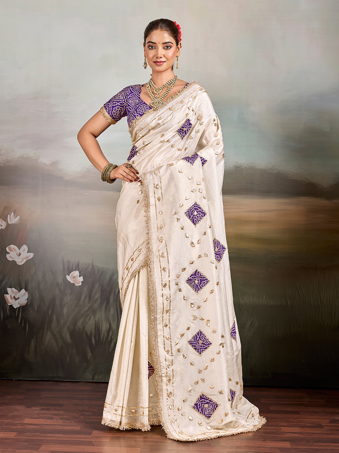 Tanmira Luxury Designer Tissue Silk Saree with Gota Patti Embellishment GAN