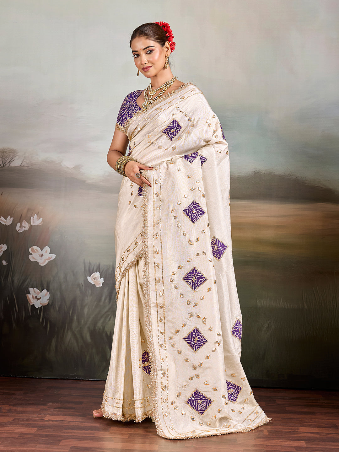 Tanmira Luxury Designer Tissue Silk Saree with Gota Patti Embellishment GAN