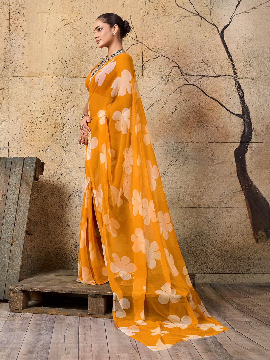 Tanmira Latest New Pure Georgette Flower Printed Style Saree SUN