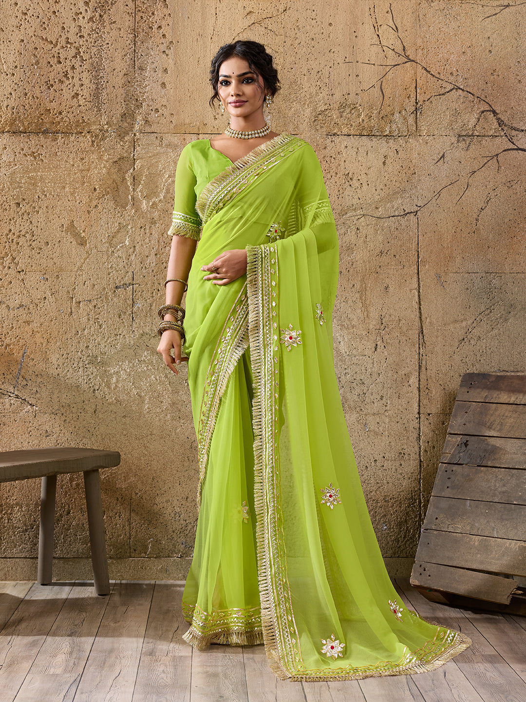 Tanmira New Classic Pure Georgette Saree with Rich Gota Patti Embellishment MHS