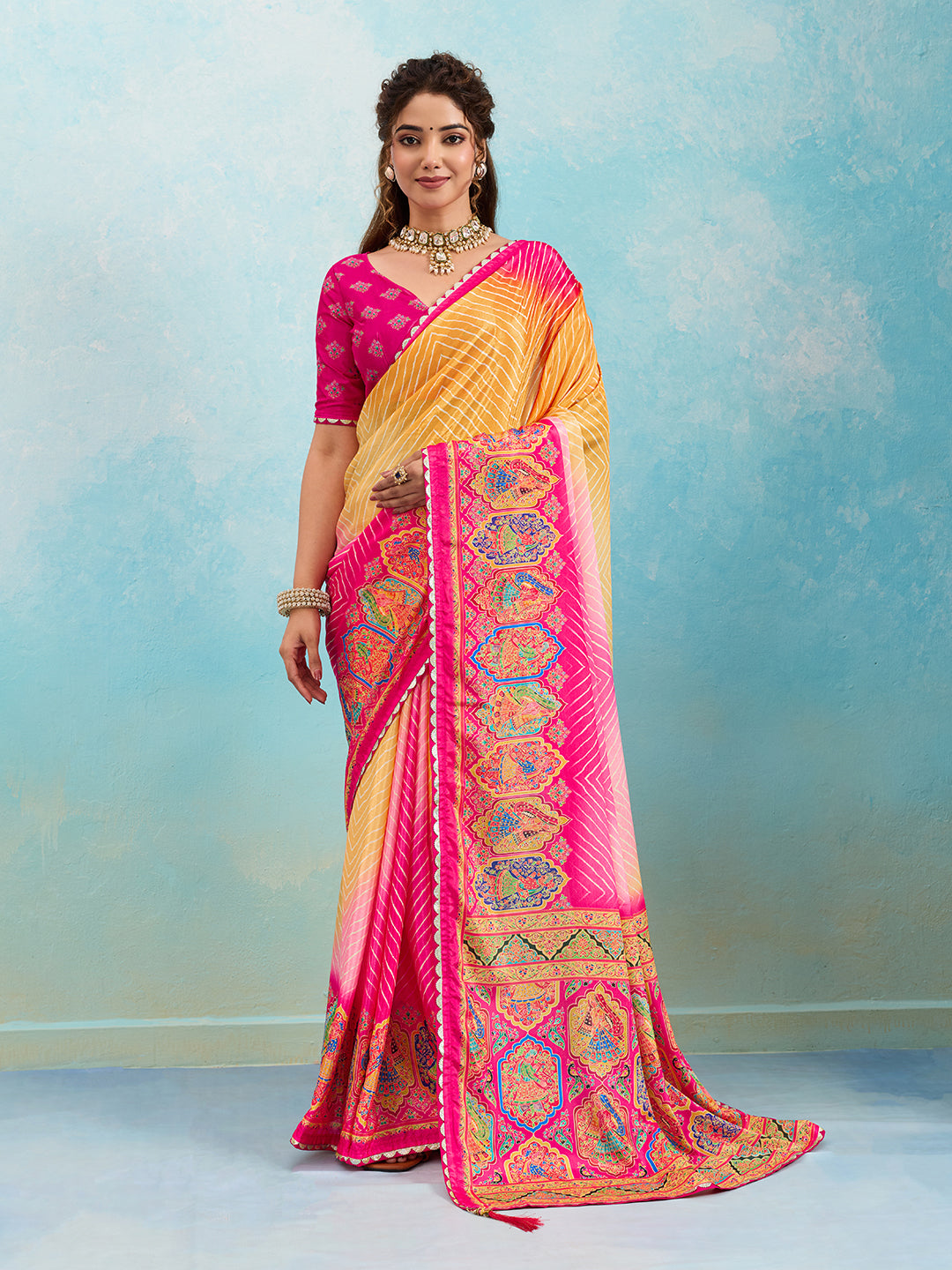 Tanmira New Crepe Silk Kalamkari Style Saree for Casual Wear GAN