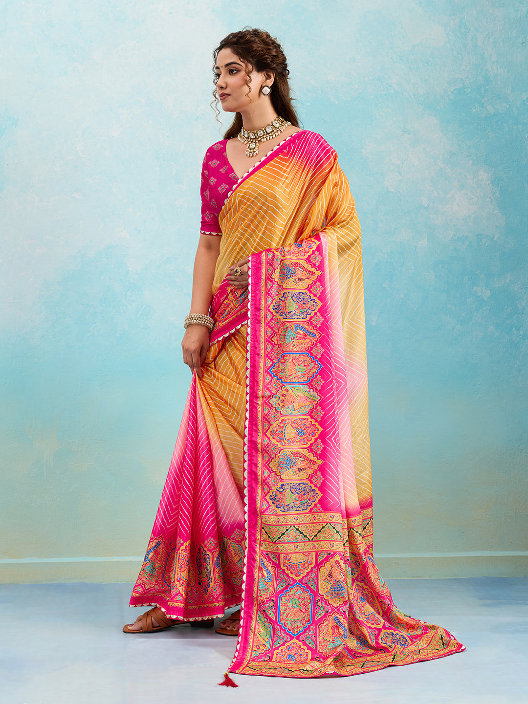Tanmira New Crepe Silk Kalamkari Style Saree for Casual Wear GAN