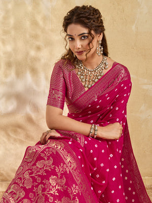 Buy New Elegant Bandhani Saree With Festive Wear Tanmira