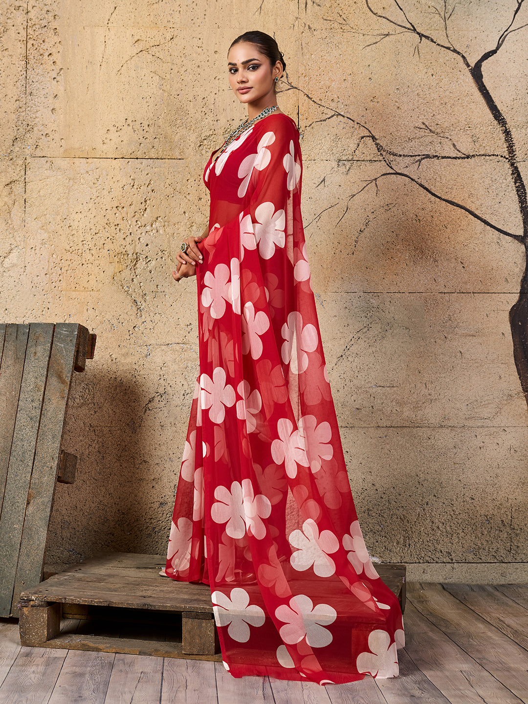 Tanmira New Pure Georgette Flower Printed Style Saree SUN