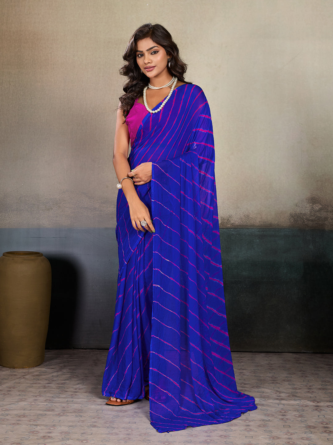 Tanmira New Chiffon Leheriya Style With Casual Wear Saree KRN