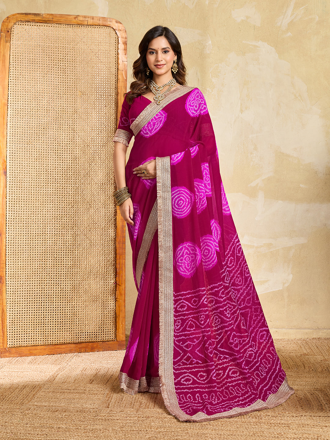 Tanmira Traditional Wear Georgette Bandhani Saree with Designer Border KDN