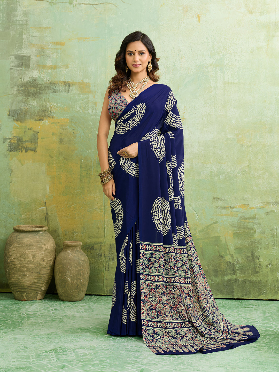 Tanmira New Kalindi Style Crepe Silk Saree with Blouse Elegant Casual Wear Drape APL