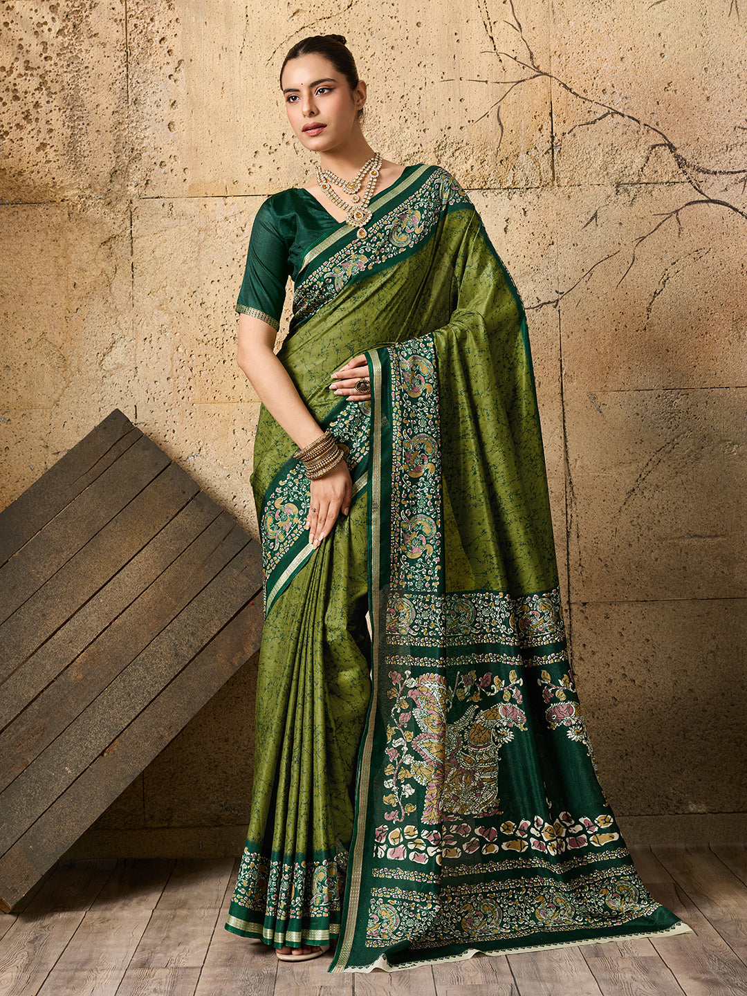 Tanmira New Dola Silk Printed Style With Zari Border Work Saree VJT