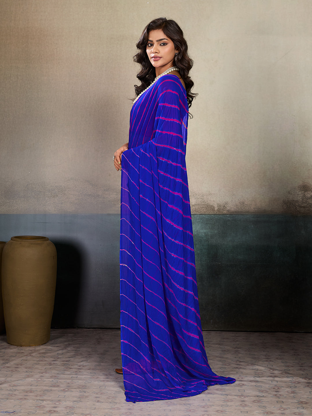 Tanmira New Chiffon Leheriya Style With Casual Wear Saree KRN