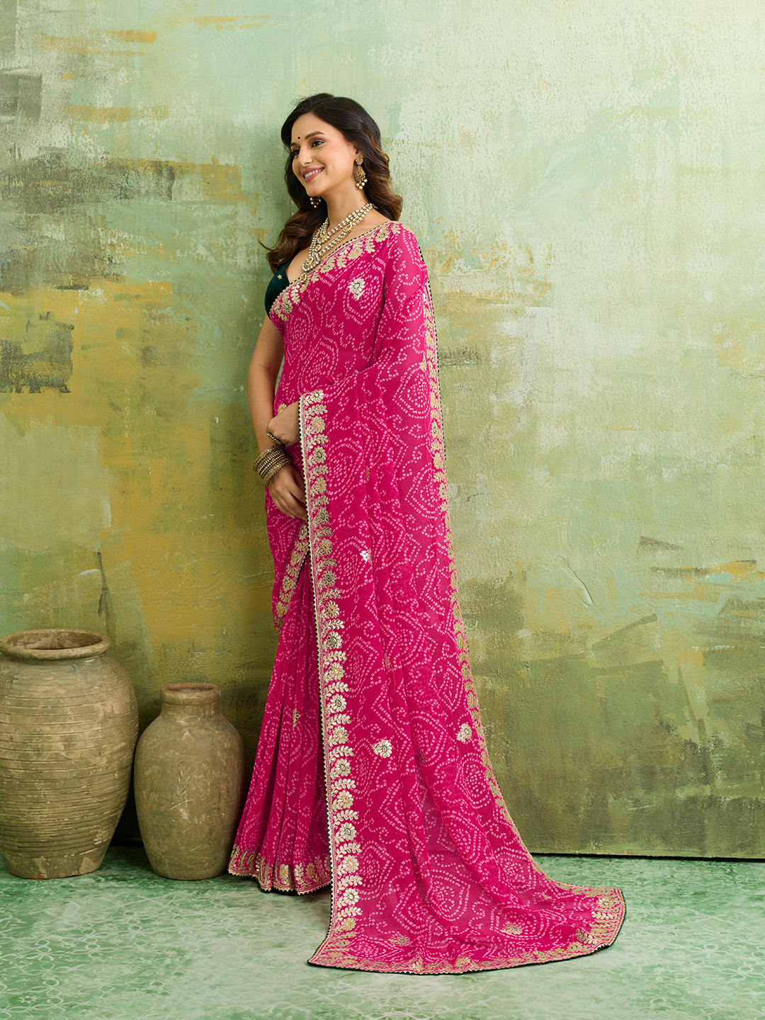 Tanmira New Designer Georgette Bandhani Saree with Gota Patti Work SARIKA