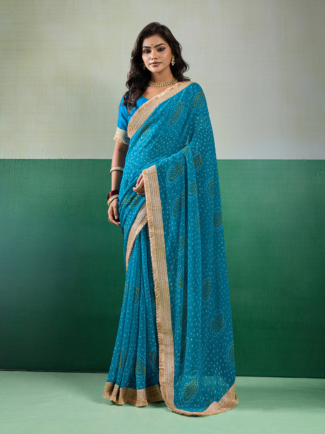 Tanmira Premium Georgette Bandhani Saree for Festive Wear KDN