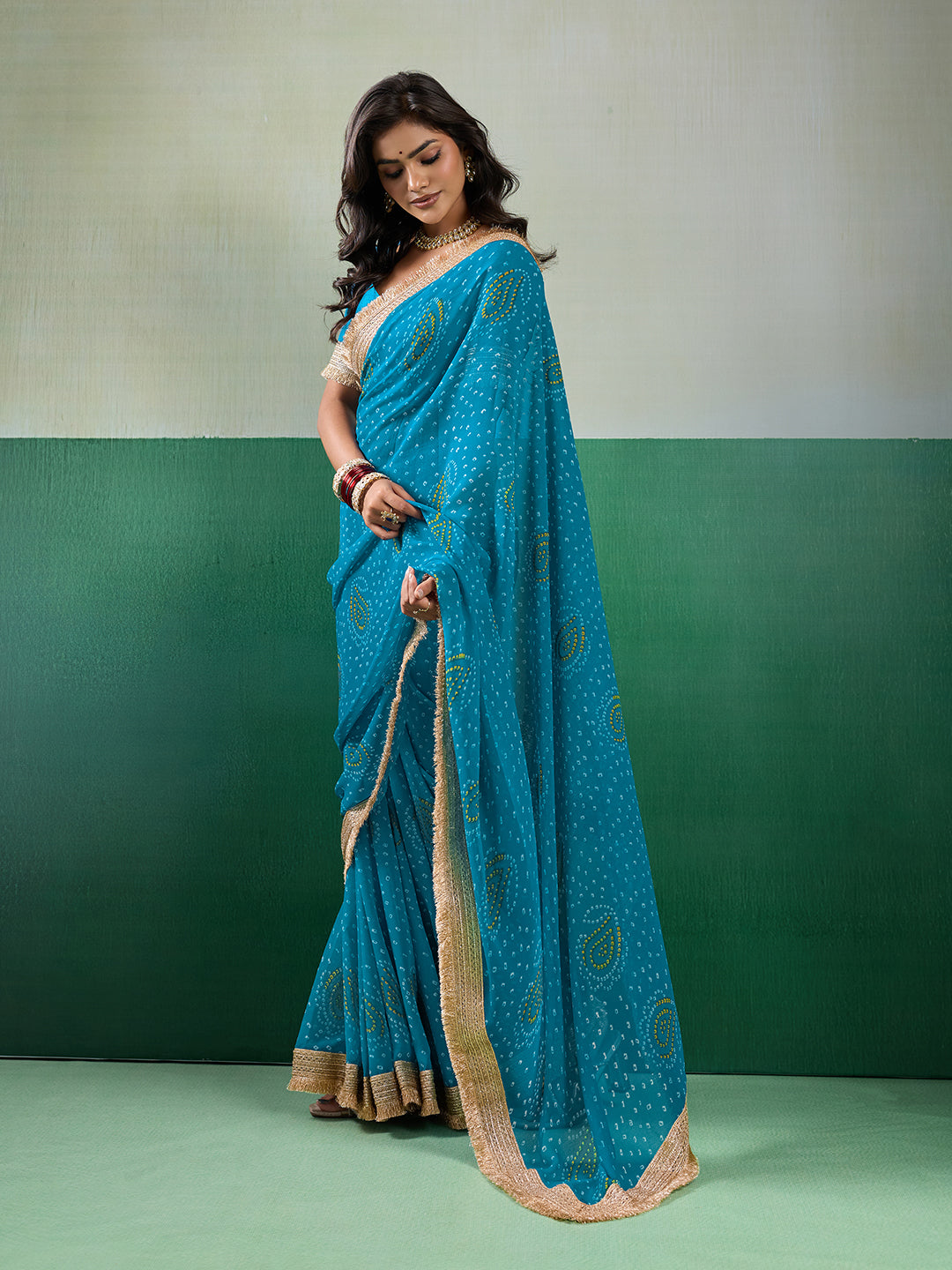 Tanmira Premium Georgette Bandhani Saree for Festive Wear KDN