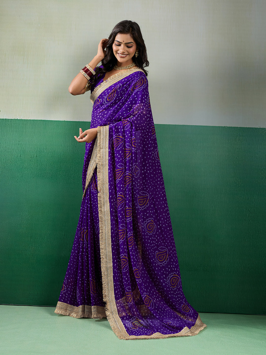 Tanmira Premium Georgette Bandhani Saree for Festive Wear KDN