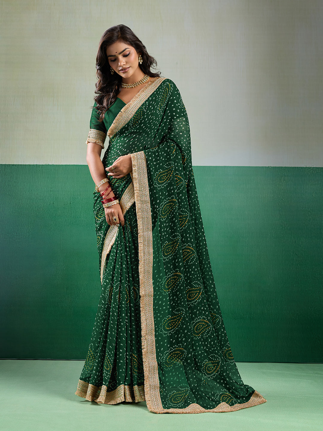 Tanmira Stylish Bandhani Inspired Georgette Saree Collection KDN