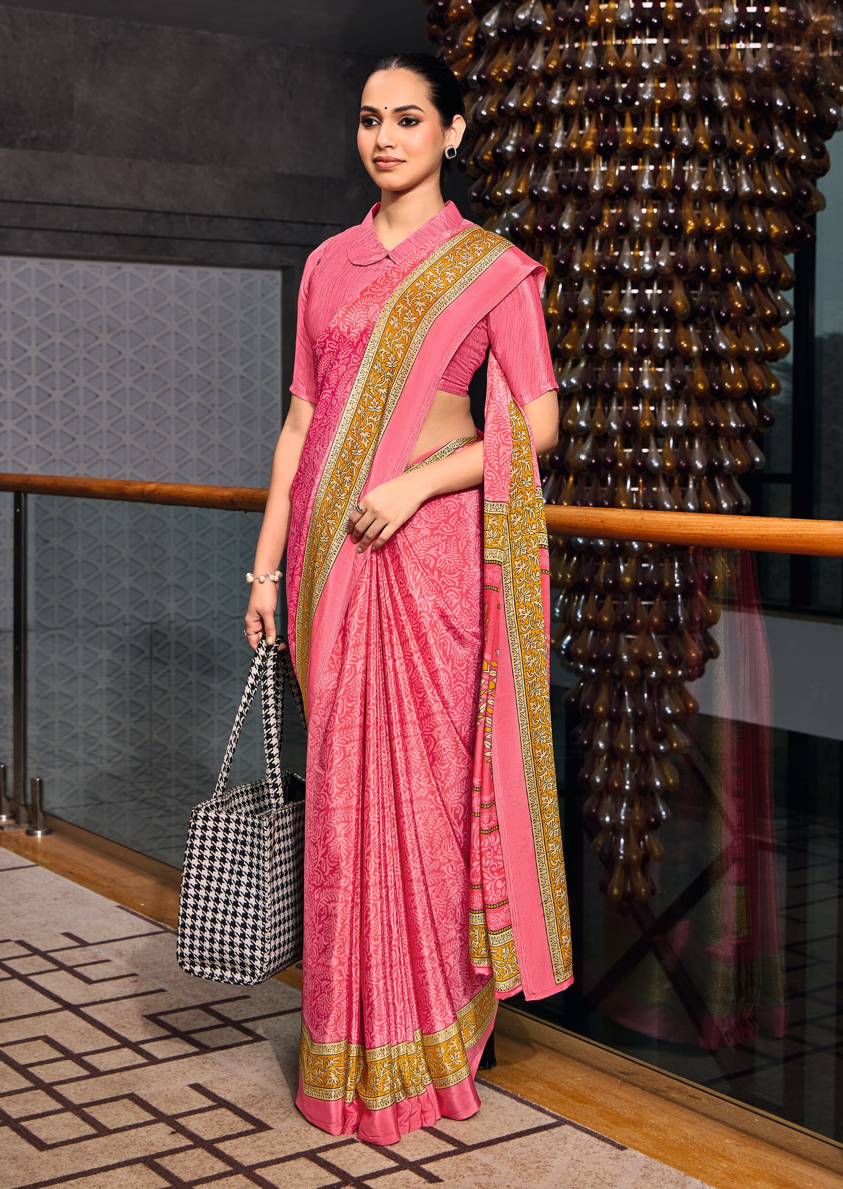 Tanmira New Launch Crepe Silk Fabric Uniform Official Wear saree STR