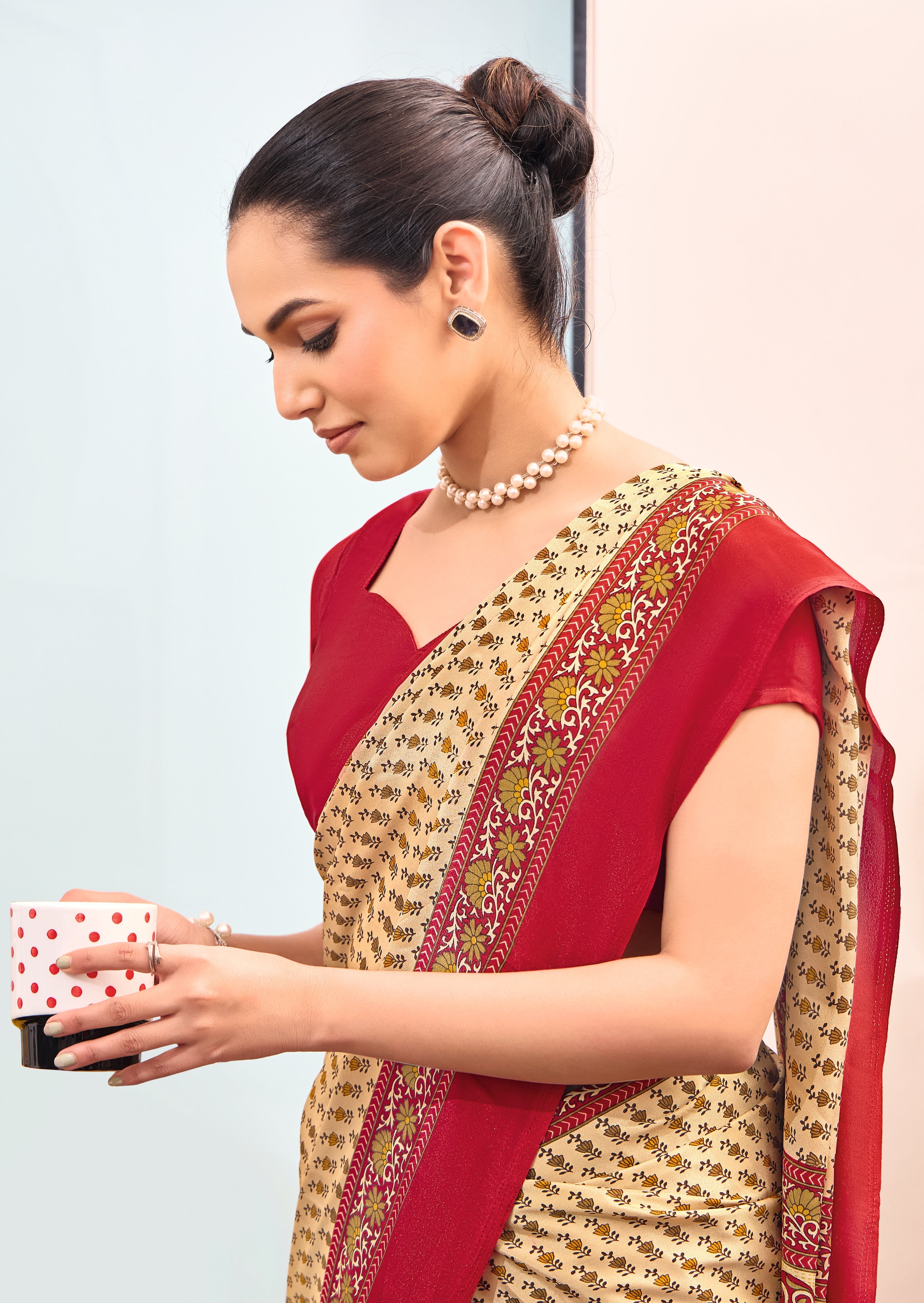 Tanmira New Special Crepe Silk Fabric Uniform Official Wear saree STR