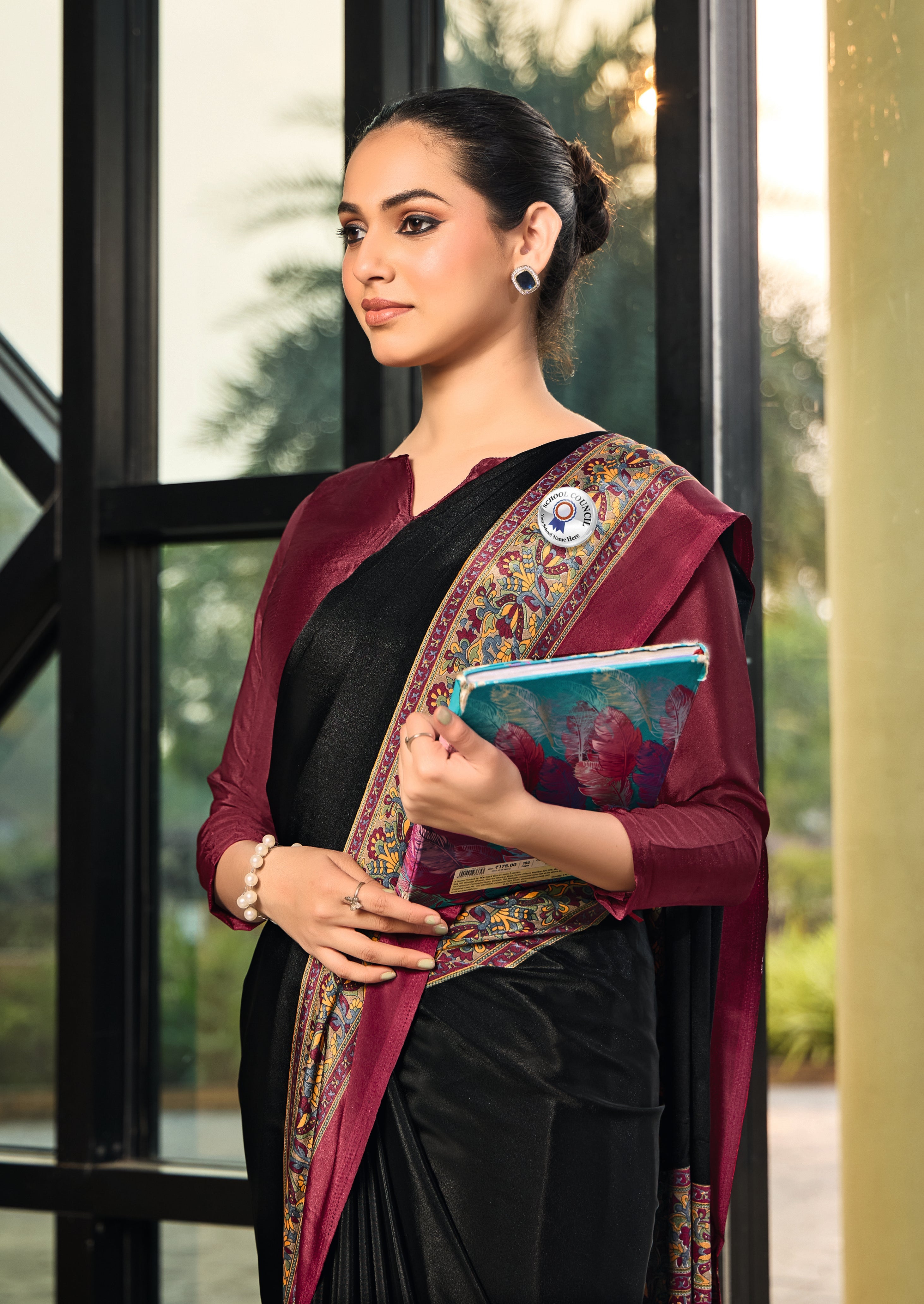 Tanmira Beautiful New Crepe Silk Fabric Uniform Official Wear saree STR