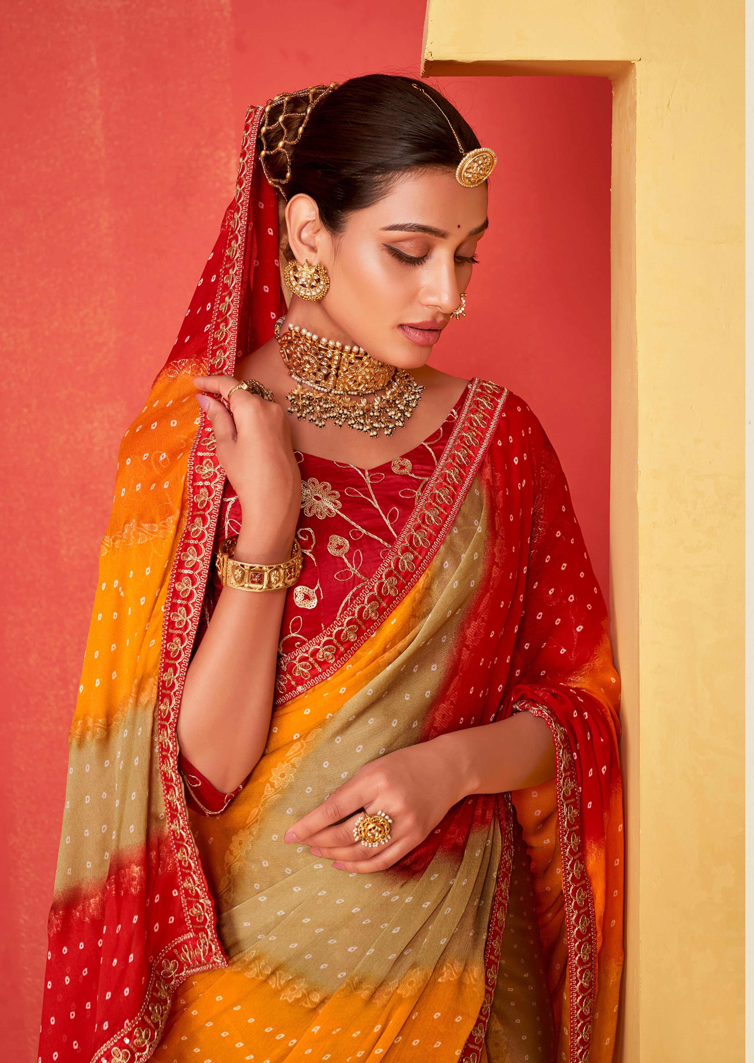 Tanmira New Bandhani Summer special Chiffon Saree STR