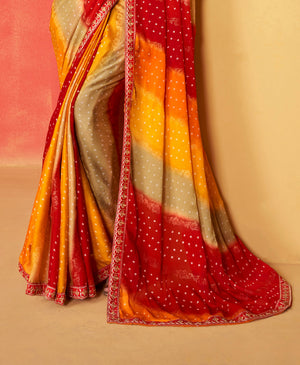 designer bandhani saree for festival