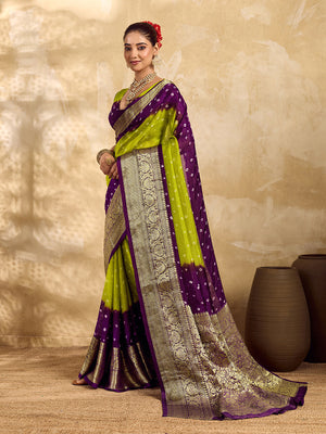 Buy Viscos Silk Bandhani Saree With Zari Border under 2000