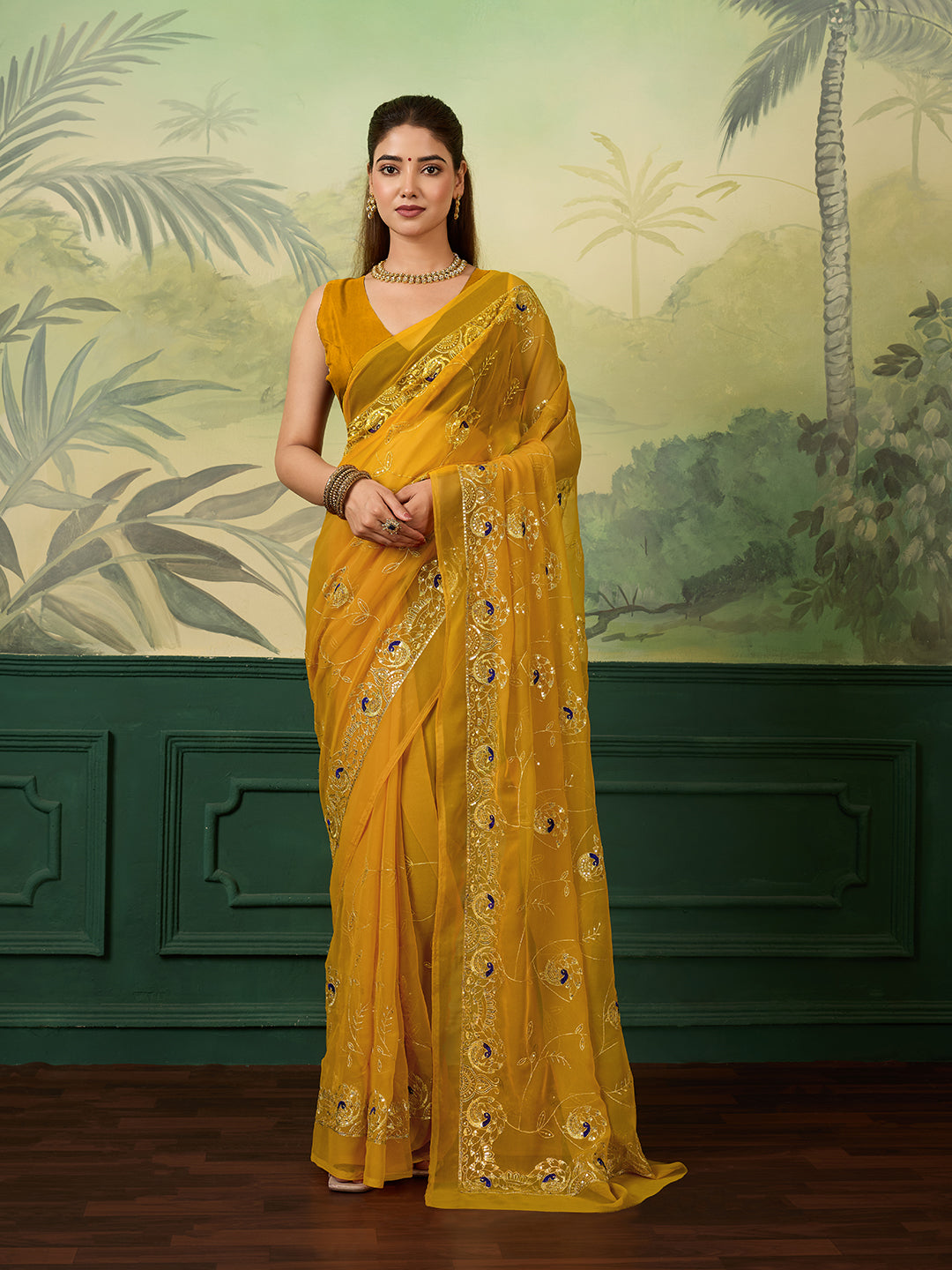 Tanmira New Georgette Elegance Designer Style Saree with Aari Tari Detailing JAY