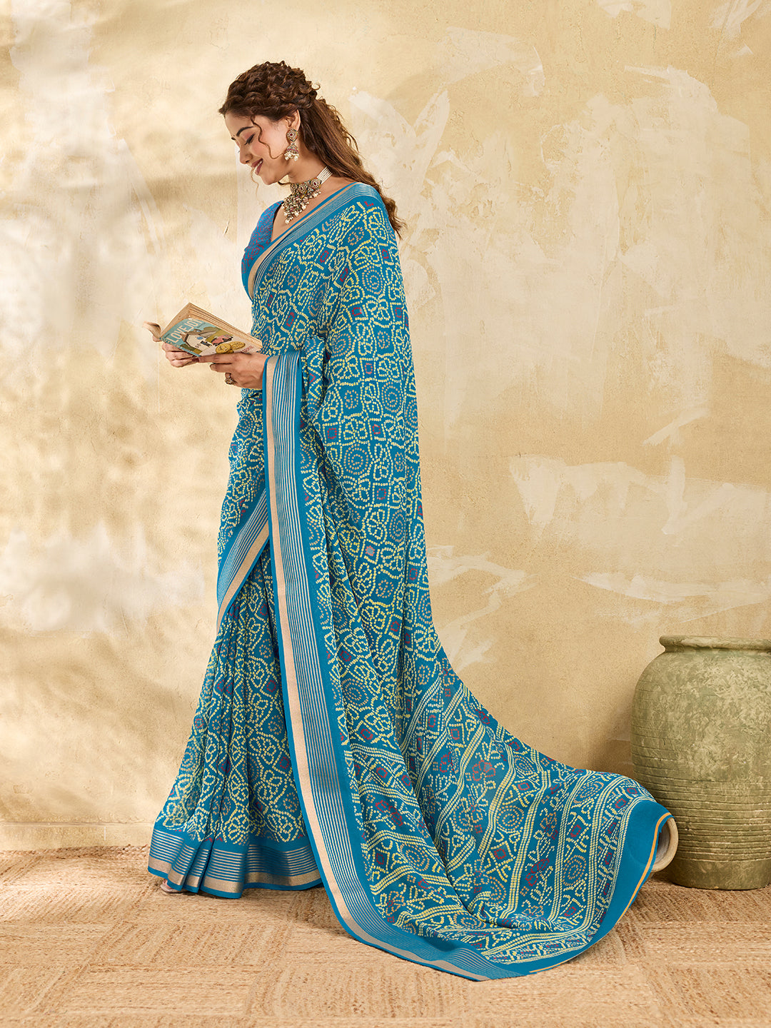Tanmira New Elegant Look Chiffon Saree in Bandhani Style KDN