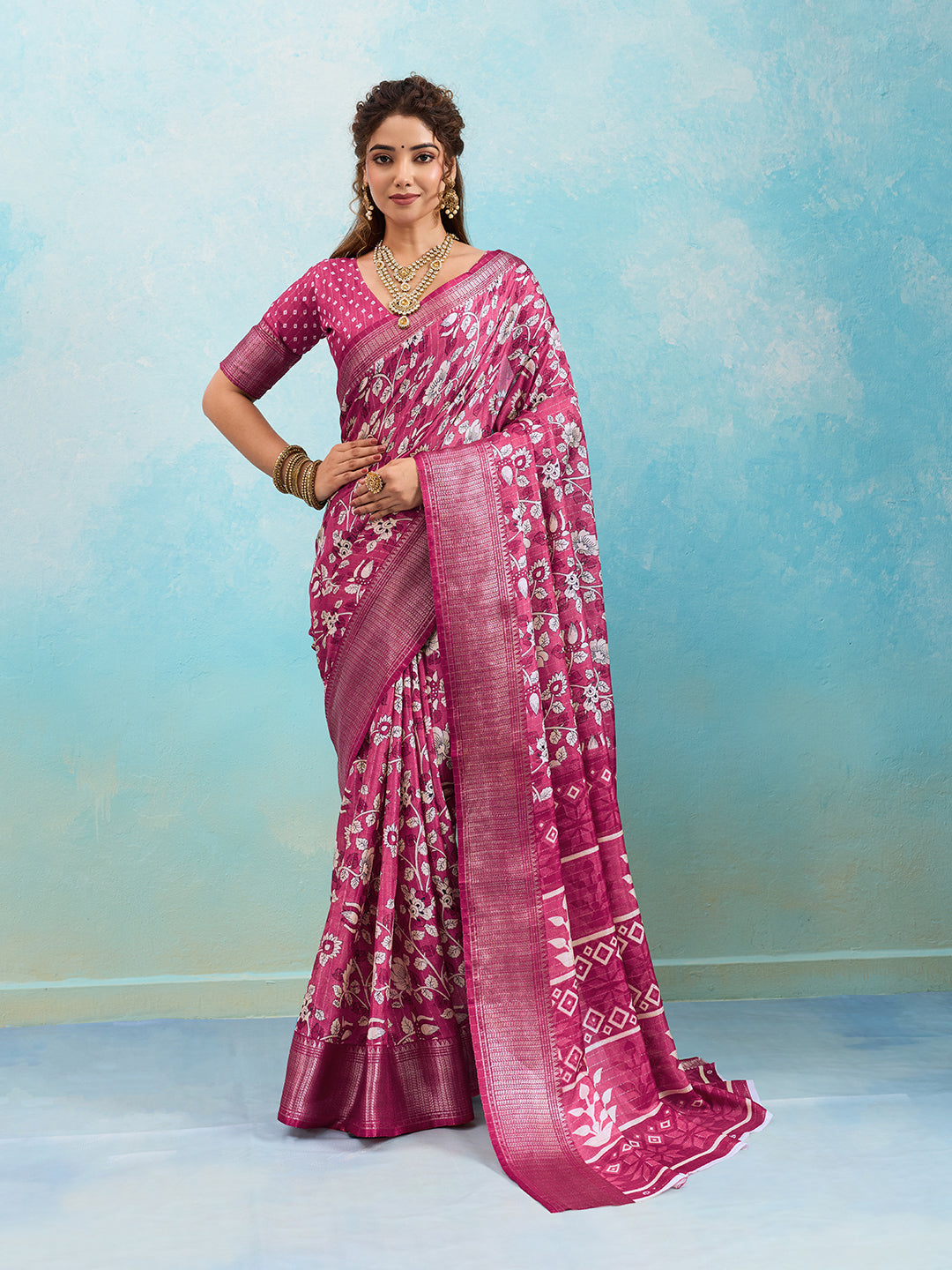 Tanmira New Soft Touch Cotton Silk Saree with Prints STL