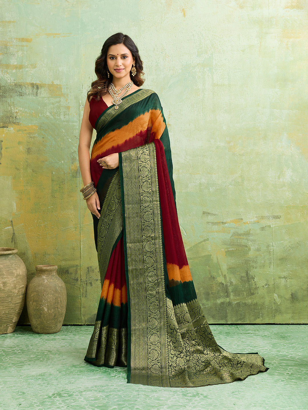 Tanmira New Beautiful Viscos silk Zari weaving Work Saree SAM