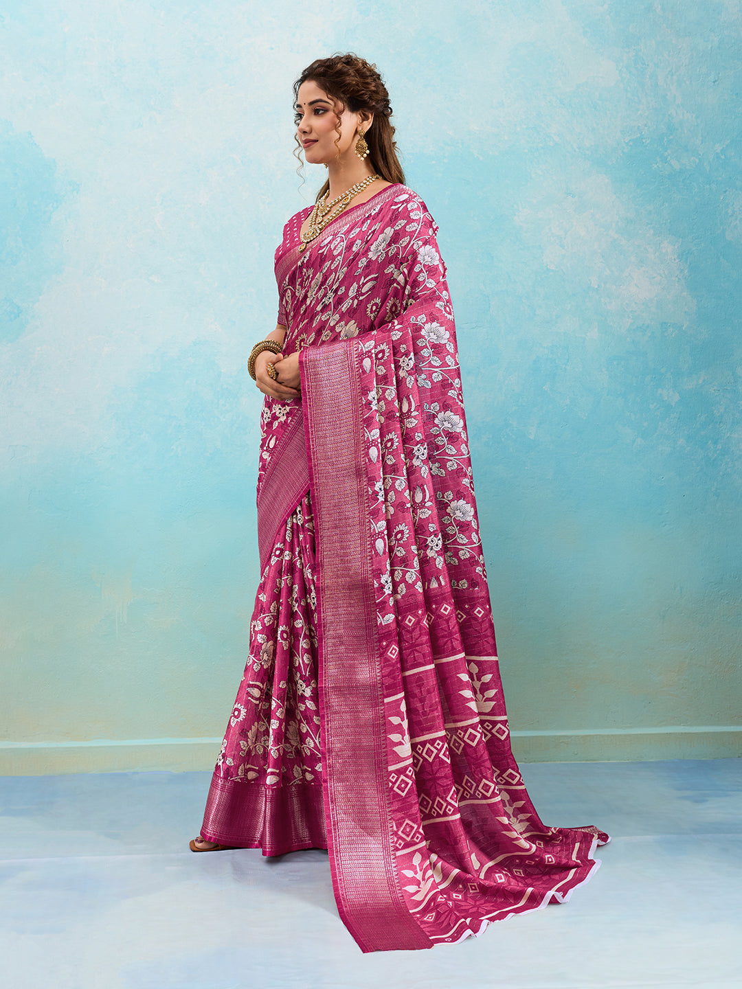 Tanmira New Soft Touch Cotton Silk Saree with Prints STL