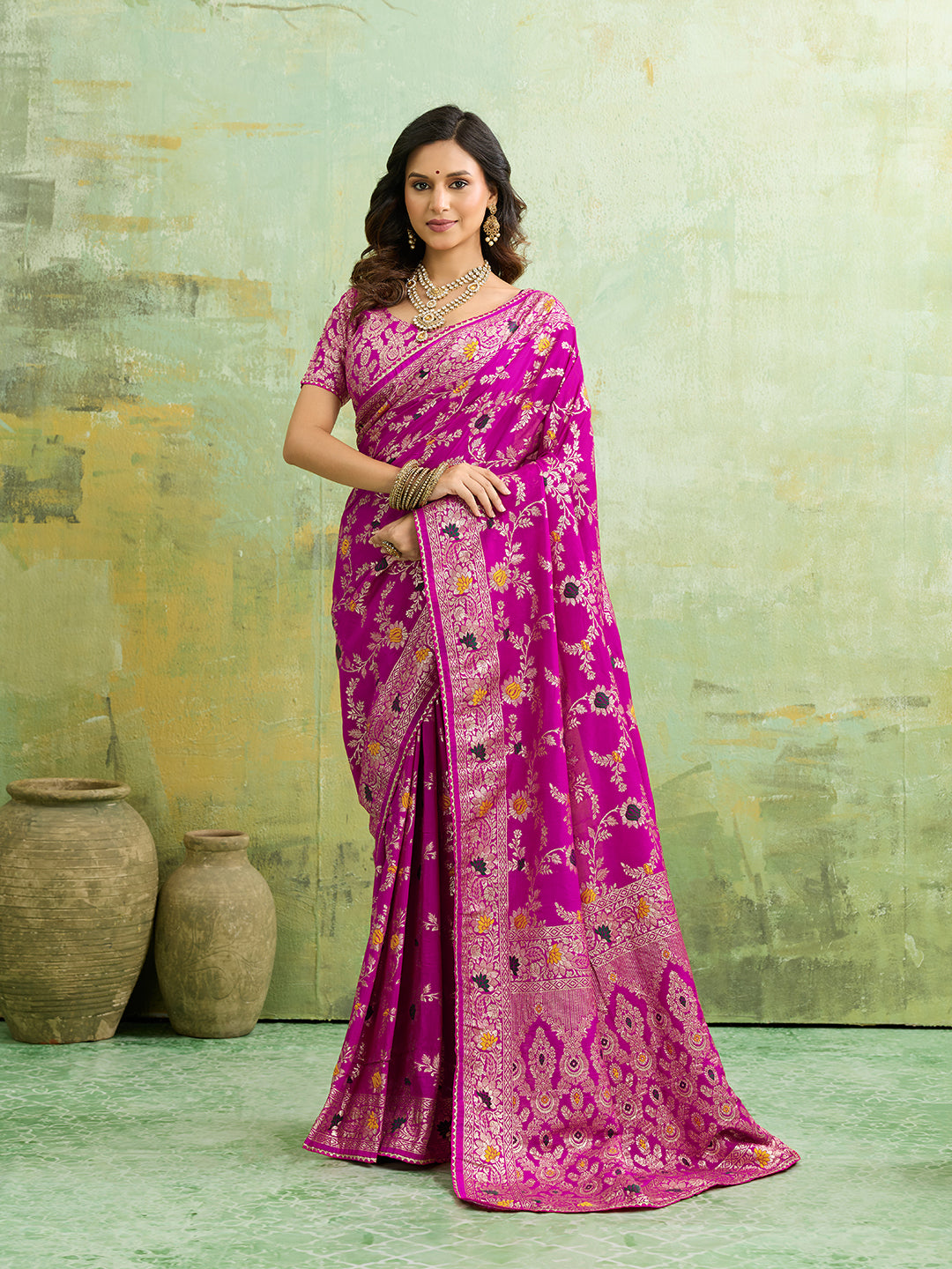 Tanmira Dola Silk With Zari Weaving Saree ASH Pink