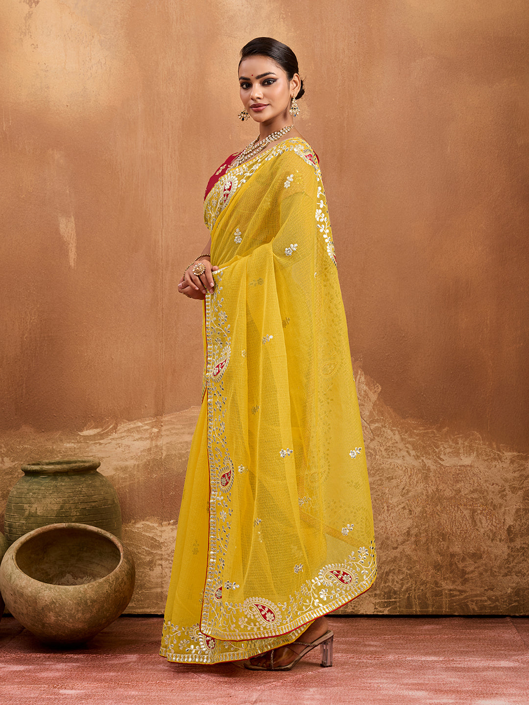 Tanmira New Bikaneri Kota Doria Gotapatti Work Mangal Path Special Saree SWA