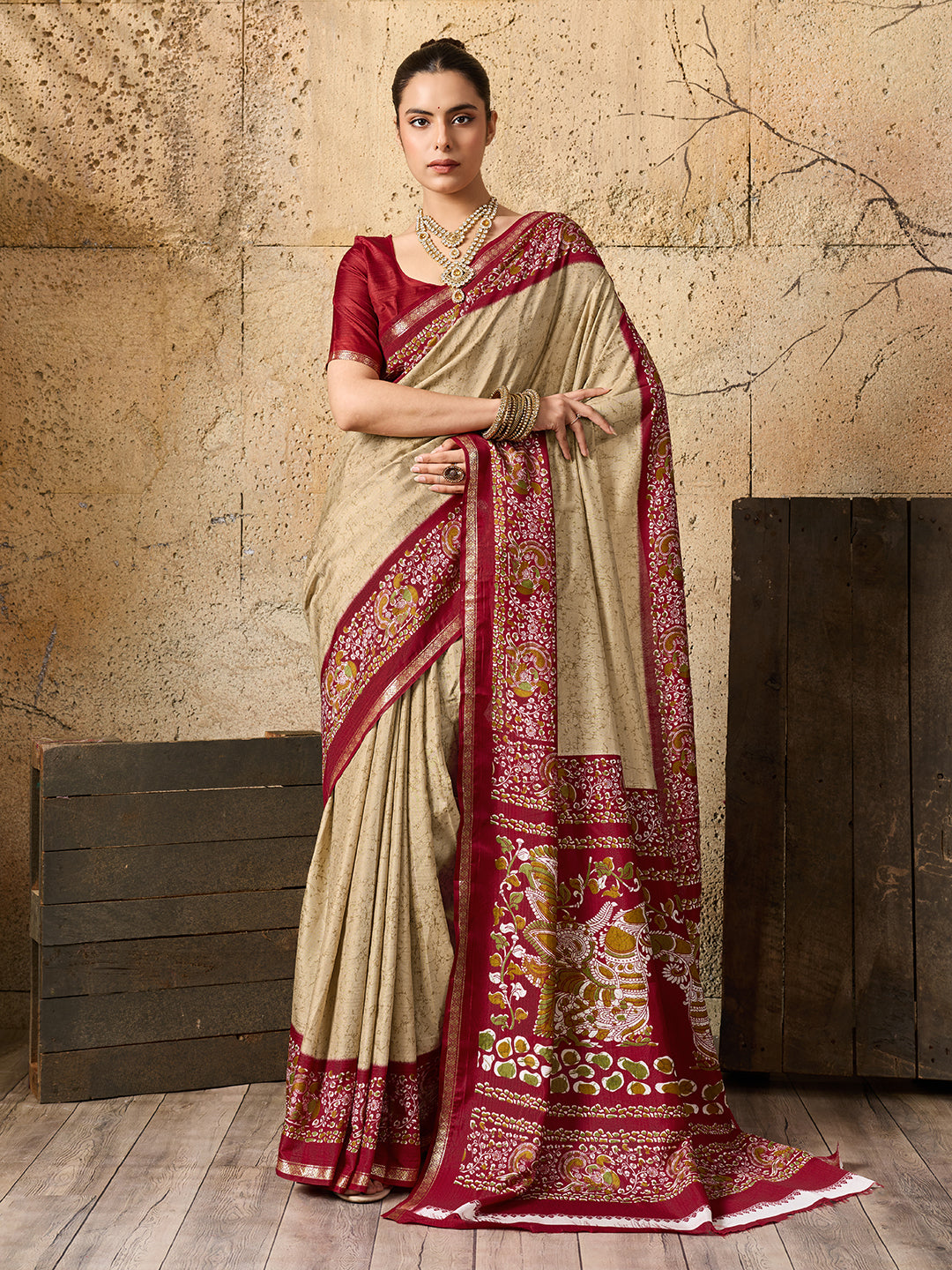 Tanmira New Beautiful Dola Silk Printed Style With Zari Border Work Saree VJT
