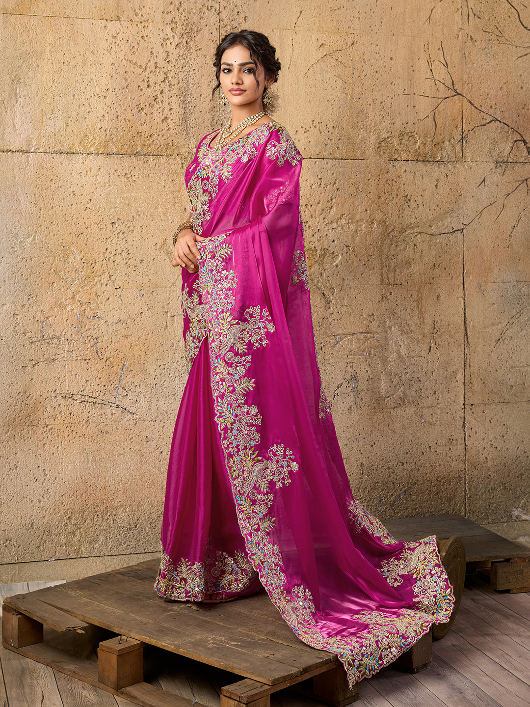 Tanmira New Designer Pure Tissue Silk Kashida Embroidery Saree HM