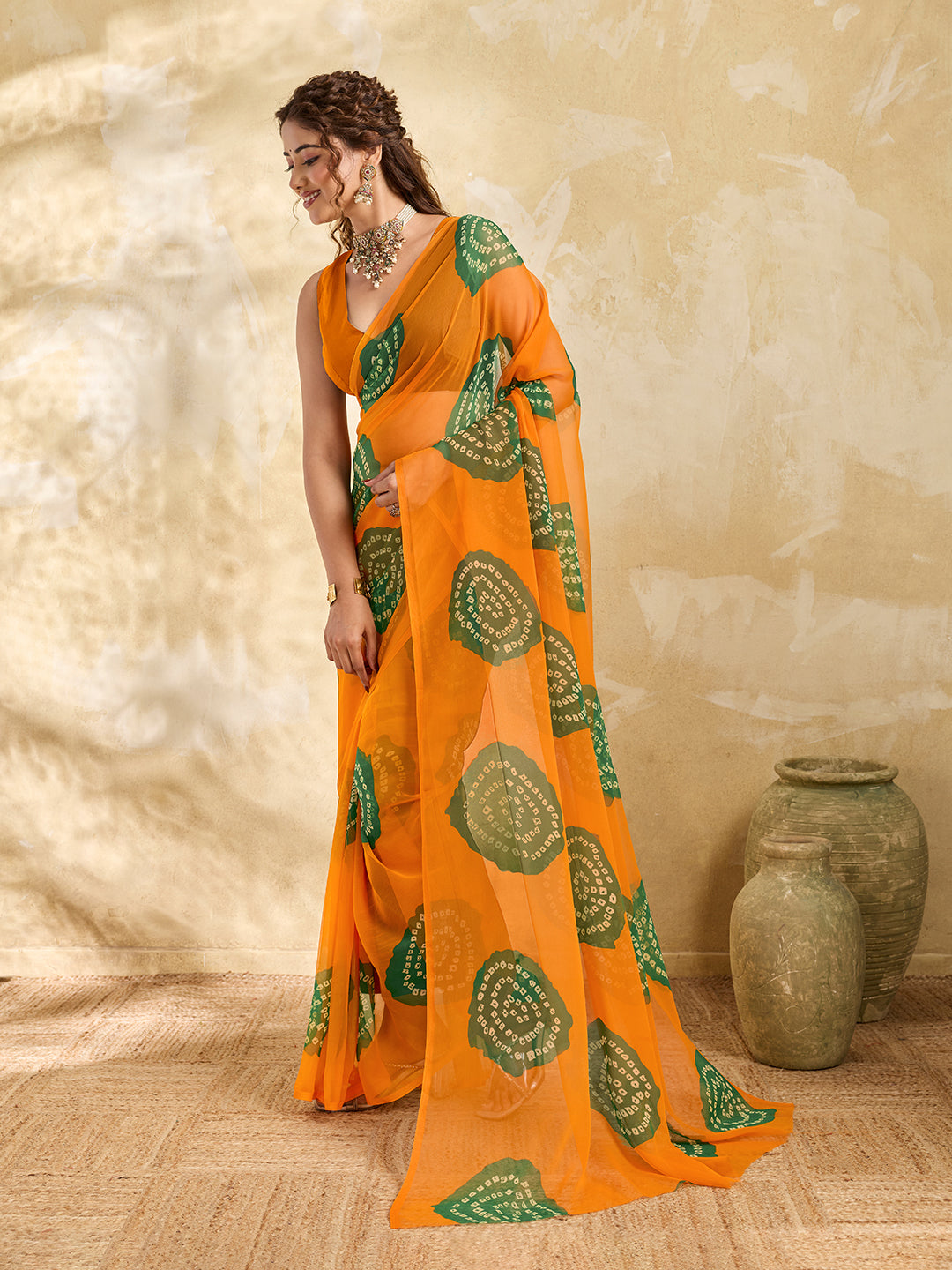Tanmira Summer Special Rajasthani Royal Georgette Bandhani Sarees Yellow