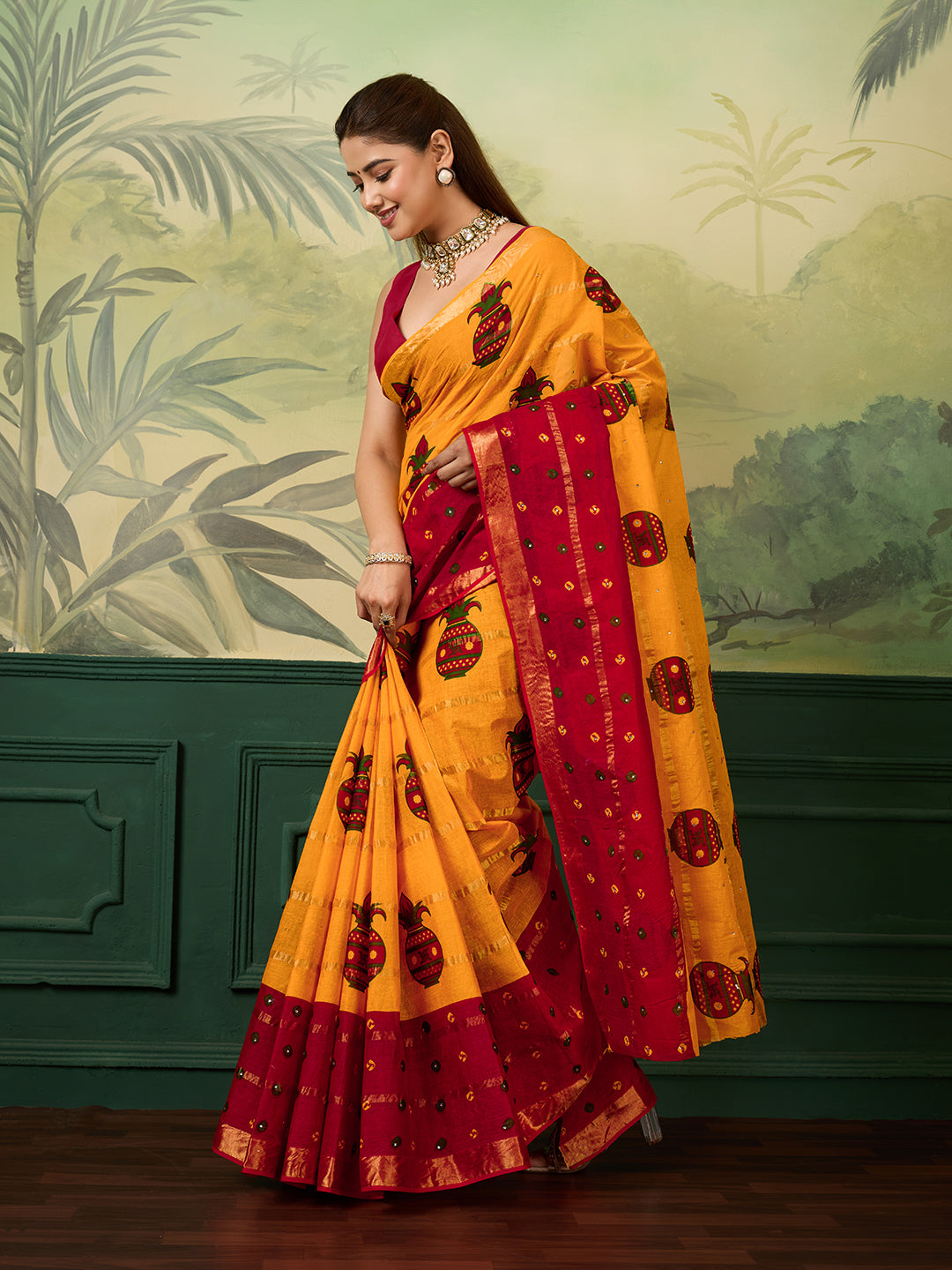 Tanmira New Classic Festive Wear Cotton Saree with Bandhej Work KC