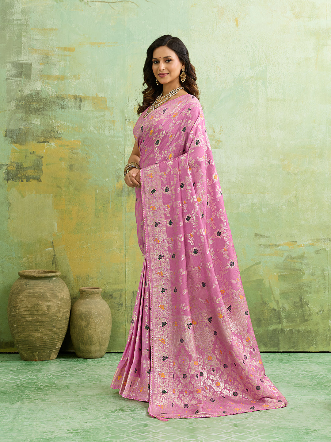Tanmira Dola Silk With Zari Weaving Saree ASH Peach