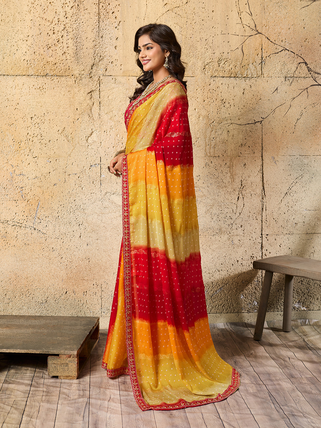 Tanmira New Bandhani Summer special Chiffon Saree STR