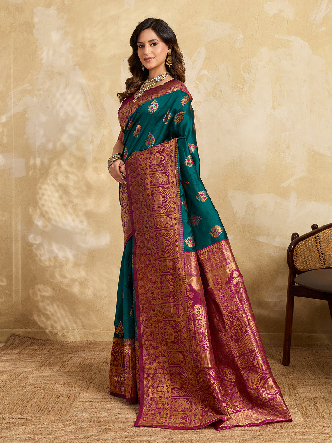 Tanmira New Dola Silk Banarasi Style With Zari Border Work Saree DC
