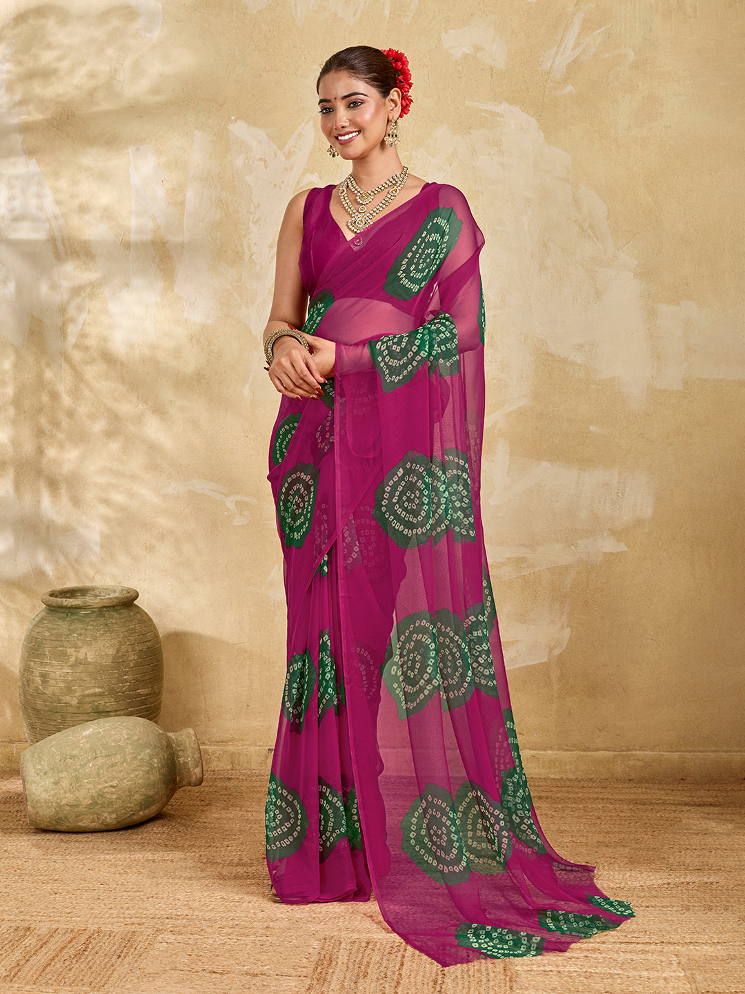Tanmira Summer Special Rajasthani Royal Georgette Bandhani Sarees Rani