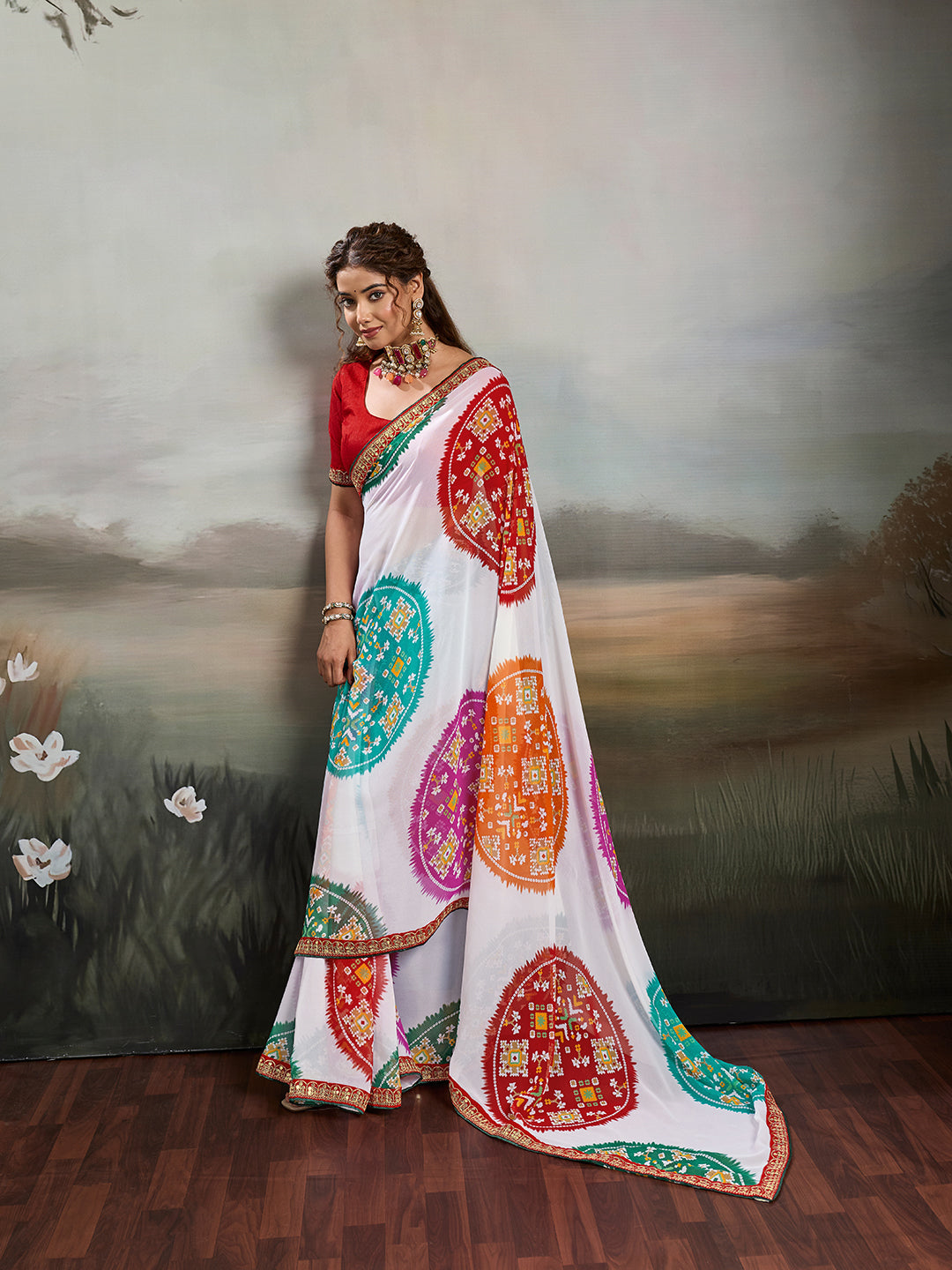 Tanmira New Chiffon Bandhani Style Saree with Tari Work STL