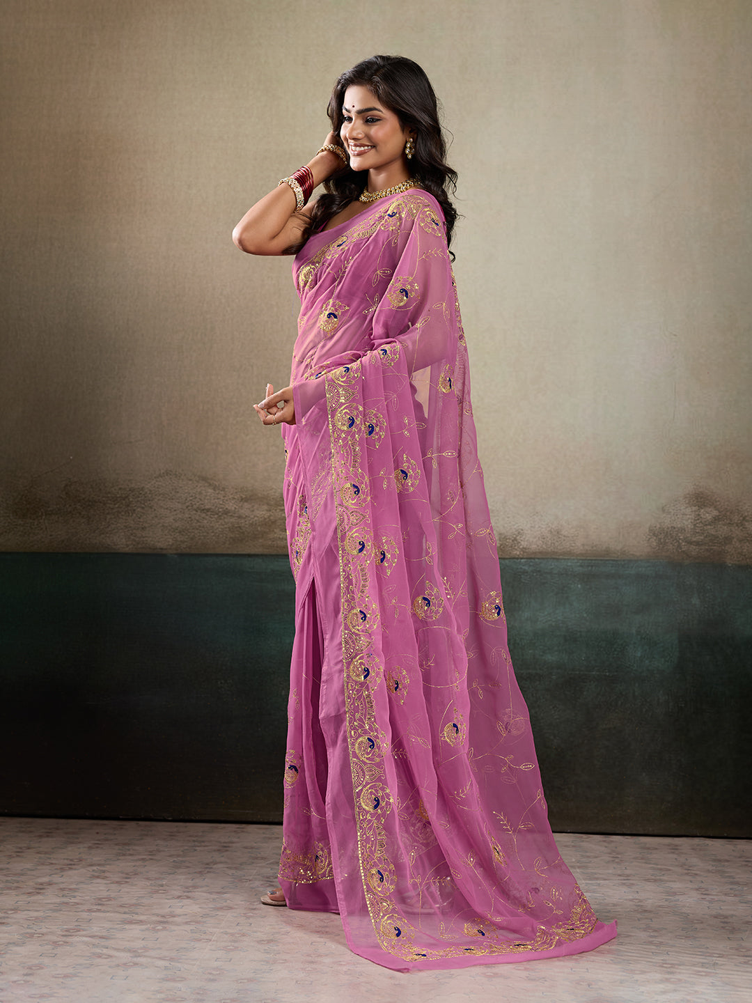 Tanmira New Traditional Chiffon Saree with Exquisite Aari Tari Work and Elegant Design JAY