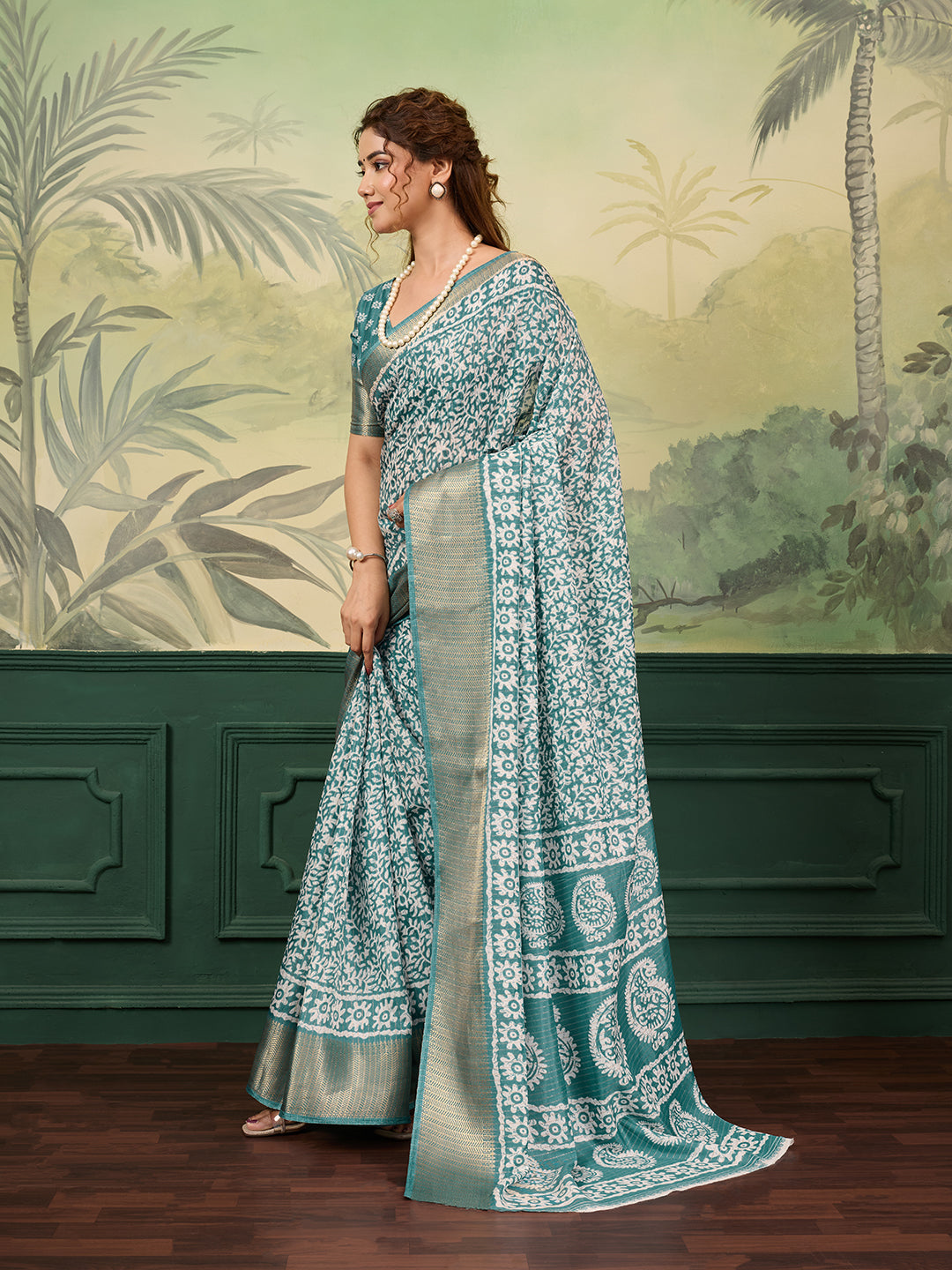 Tanmira Latest New Cotton Silk Batik Printed With Zari Border Work Saree STL