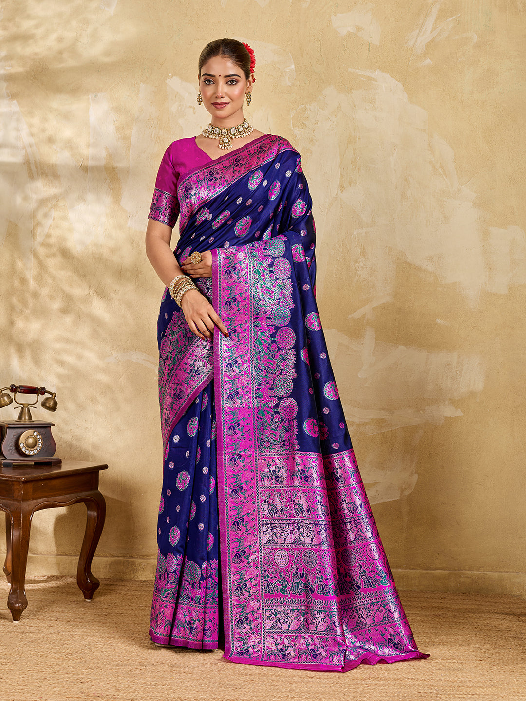 Tanmira New Elegant Dola Silk Saree Banarasi Style with Rich Zari Border DC
