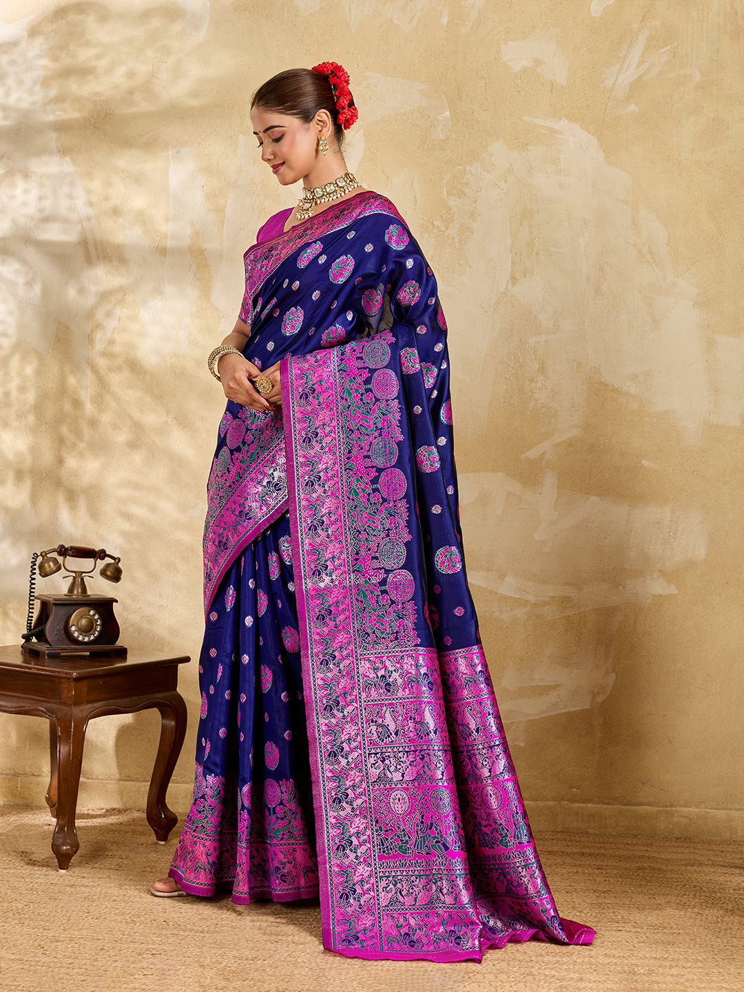 Tanmira New Elegant Dola Silk Saree Banarasi Style with Rich Zari Border DC