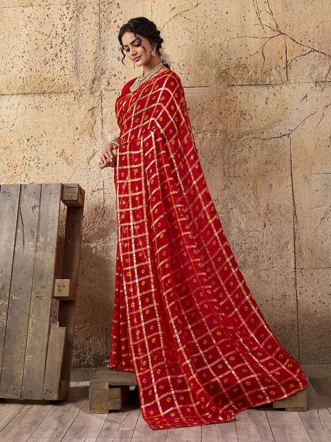 Tanmira Pure Georgette Gharchola Guilt Bandhej Saree krn